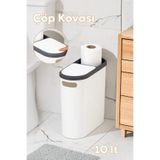 Porsima M-325 Çöp Kutusu Banyo Mutfak Çöp Kovası Kapaklı Banyo Çöp Kovası 10 Lt