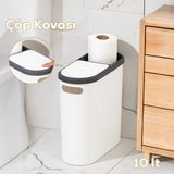 Porsima M-325 Kapaklı Çöp Kutusu 10LT Beyaz Plastik Banyo ve Mutfak İçin Pratik Çöp Kovası