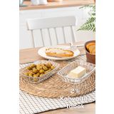 Porsima Maral 2'li Cam Kahvaltılık Tabak Seti - Zeytin Peynir Sunumluk 18x11,5 cm 0126