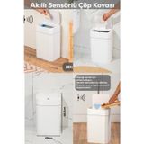 Porsima Me02 Hareket Sensörlü Sessiz Kapatma Çöp Kutusu Banyo Mutfak Çöp Kovası Kapaklı Banyo Çöp Kovası 18Lt