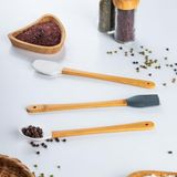 Porsima Mıen 3 Parça Mini Silikon Kaşık Spatula Fırça - Yanmaz Yapışmaz Hazırlık Seti - 23 cm