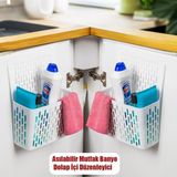 Porsima Mutfak Banyo Organizer Deterjanlık Beyaz BPA İçermeyen Plastik 32x24x9 cm