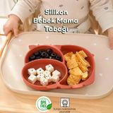 Porsima Mys34005-1 Silikon 3 Bölmeli Kaymaz Bebek Mama Tabağı Kiremit 14X21cm