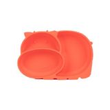Porsima MYS34005-2 Silikon 3 Bölmeli Kaymaz Bebek Mama Tabağı Kırmızı 14 * 21cm