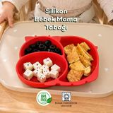 Porsima Mys34005-2 Silikon 3 Bölmeli Kaymaz Bebek Mama Tabağı Kırmızı 14X21cm