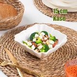 Porsima Opal Cam Servis Tabağı Salata Çerez Sunum Meze Yemek Kasesi 15 Cm - Kare Desenli
