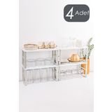 Porsima Org-02 4lü Raf Düzenleyici Dolap Içi Düzenleyici Raf Tabak Bardak Rafı Raf Yükseltici 13*31,5*15 cm