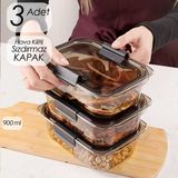 Porsima ORG-130 Çok Amaçlı 0,90 Lt 3 lü Hava Aldırmaz Kristal Saklama Kabı Seti Füme - 1 Adet