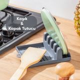 Porsima Org-85 Kaşık Ve Kapak Tutucu Kaşık Kepçe Altlığı Antrasit
