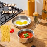Porsima Paslanmaz Celik Kacerola Ve Sahan Seti - Yumurta Sahan Ve Sos Tavasi 14-18 Cm