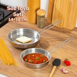 Porsima Paslanmaz Celik Sos Tava Seti - Sig Sos Tavasi 14-16 Cm
