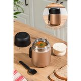 Porsima Paslanmaz Çelik Vakumlu Yemek Termosu Beslenme Kutusu Taşınabilir Lunch Box Sefer Tası Bronz 600ML - 0,60 lt
