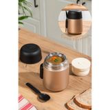 Porsima Paslanmaz Çelik Vakumlu Yemek Termosu Beslenme Kutusu Taşınabilir Lunch Box Sefer Tası Bronz 600ml