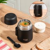 Porsima Paslanmaz Çelik Vakumlu Yemek Termosu Beslenme Kutusu Taşınabilir Lunch Box Sefer Tası Siyah 600 Ml Siyah