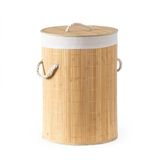 Porsima Pbt-052 Kapaklı Kirli Çamaşır Sepeti Yuvarlak - Bambu Kirli Çamaşır Sepeti Bambu