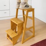 Porsima Pbt-379 Ahşap Bambu 3 Basamak Merdiven - Portatif Demonte Ve Ergonomik Ev Tipi Dekoratif Tabure Merdiven 1 Adet
