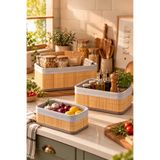 Porsima Pbt-595 Dikdörtgen 3lü Pinterest Sepet Bambu Sepet Seti Dekoratif Banyo Mutfak Düzenleyici Organizeri