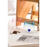 Porsima Pbt-707 Dream Love Hearts - 400Ml Romantik Kalp Tasarımlı 2'Li Renkli Borosilikat Cam Kupa Seti