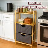 Porsima Pbt-714 Ahşap Bambu Banyo Mutfak Organizeri 3 Raflı Çok Amaçlı Banyo Mutfak Düzenleyici Organizer Banyo Mutfak Dolabı Sebzelik Organizeri Bambu