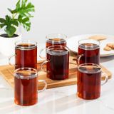 Porsima Pbt-789 6lı Borosilikat Isıya Ateşe Dayanıklı Cam Kulplu Çay Bardağı Kahve Bardak Kupa Seti 250ml Cam - Şeffaf