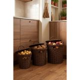Porsima Pbt-920-1 3 lü Hasır Sepet Kapaklı Bambu Sepet Seti Dekoratif Banyo Mutfak Düzenleyici Organizeri