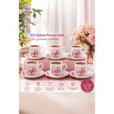 Porsima Porselen 12 Parça 6 Kişilik Türk Kahvesi Fincan Takımı 90ML - 90 ml