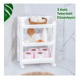 Porsima Rafty-73-1 Tekerlekli 4 Katlı Düzenleyici Geniş Raf Beyaz