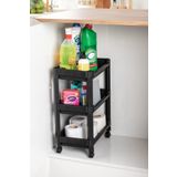 Porsima Rafty-73-eco-1 Tekerlekli 3 Katlı Düzenleyici- Banyo Mutfak Organizer Raf - 35,5 X 22 X 48 Cm- Siyah