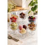 Porsima Reflela 6lı Ayaklı Cam Kase Puding Tatlı Ve Dondurma Kasesi Lokumluk Şekerlik Kase Seti Çerez Kasesi 250ml