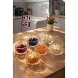 Porsima RYG8068 Tulin 6lı Cam Kase Puding Tatlı ve Dondurma Kasesi Kahvaltılık Kase Seti Çerez Kasesi 5X9CM - 0 - 200 ml