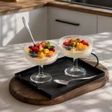 Porsima RYGK0072/6 Clara 6lı Ayaklı Cam Kase Puding Tatlı Ve Dondurma Kasesi Lokumluk Şekerlik Kase Seti Çerez Kasesi 225ml