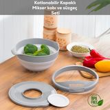 Porsima S-00113 Akordiyon Katlanabilir Süzgeç Seti, Mikser Karıştırma Kabı Mutfak Çeyiz Seti
