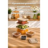 Porsima SA-645 6 Adet 12 Parça Derin Dondurucu Mikrodalga Saklama Kabı - Çok Amaçlı Erzak Saklama Kabı Seti - Cappuccino
