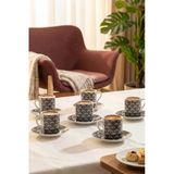 Porsima Sd-210-4 12 Parça Porselen Türk Kahve Fincan Takımı - 90ml Kahve Fincan Seti
