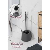 Porsima Silikon Wc Tuvalet Banyo Lavabo Fırçası Klozet Temizleme Fırçası Antrasit SB-776