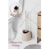 Porsima Silikon Wc Tuvalet Banyo Lavabo Fırçası Klozet Temizleme Fırçası Krem SB-776