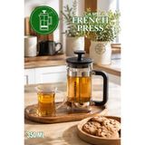 Porsima Smartpan BV008 French Press Paslanmaz Çelik Süzgeçli Cam Bitki Çayı Demliği Kahve Presi - 350 ml - Siyah