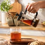 Porsima Smartpan BV008 French Press Paslanmaz Çelik Süzgeçli Cam Bitki Çayı Demliği Kahve Presi - 350 Ml
