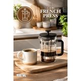 Porsima Smartpan BV008 French Press Paslanmaz Çelik Süzgeçli Cam Bitki Çayı Demliği Kahve Presi - 800 ml - Siyah