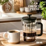 Porsima Smartpan BV008 French Press Paslanmaz Çelik Süzgeçli Cam Bitki Çayı Demliği Kahve Presi - 800 Ml