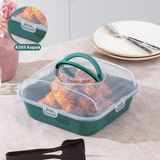 Porsima Soft Yeşil Pasta Kek Börek Saklama Kabı - Plastik Pasta Börek Taşıma Çantası - Kilitli Kek Fanusu