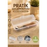 Porsima TE-192 Şeffaf Çok Amaçlı Çatal Bıçak Kaşık Taşıma Saklama Kabı Makyaj Aksesuar Kutusu - Organizer - 1 Adet