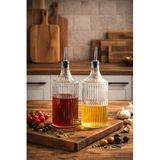 Porsima Viking 18113 2li 1000 ml Cam Şişe Yağlık Sirkelik Çift Kapaklı Gümüş Şeffaf
