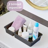 Porsima Wh-72 Antrasit 2 Bolmeli Duzenleyici Cekmece Dolap Icin Cok Amacli Plastik Organizer