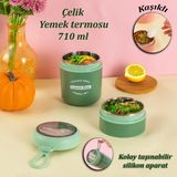 Porsima Yemek Termosu Çelik Yemek Termosu Lunch Box Taşınabilir Yemek Kabı Termos 710 Ml - Yeşil