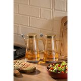 Porsima YH009-D01 2li Metal Kapaklı Vakumlu Ölçekli Borosilikat Renkli Cam Yağdanlık Takımı - Sızdırmaz Yağlık Sirkelik Seti 800ML+800ML