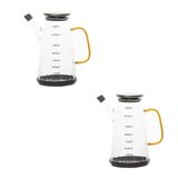 Porsima YH009-D02 2li Metal Kapaklı Vakumlu Ölçekli Borosilikat Cam Yağdanlık Takımı - Sızdırmaz Yağlık Sirkelik Seti 800ML+800ML