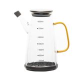 Porsima YH009-D02 Metal Kapaklı Vakumlu Ölçekli Borosilikat Cam Yağdanlık - Sızdırmaz Yağlık Sirkelik 800ML