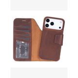 PORTA Saddle Heritage Deri iPhone 17 Pro (6.3") Hakiki Deri Çıkarılabilir Cüzdanlı Telefon Kılıfı
