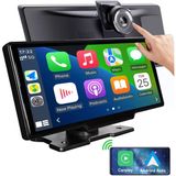 Portable Car Radio With 4K Dashcam, Wireless Dash Mount Carplay & Android Auto, Touch Screen Audio Receivers Display.stereo Bluetooth,Mirror Link, Fm,